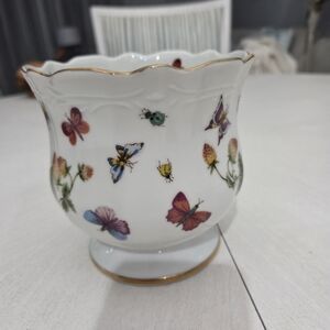 Vtg Lenwile Ardalt Floral Butterfly Porcelain Vase